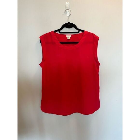 JCrew side medium red short sleeve blouse - Picture 1 of 3